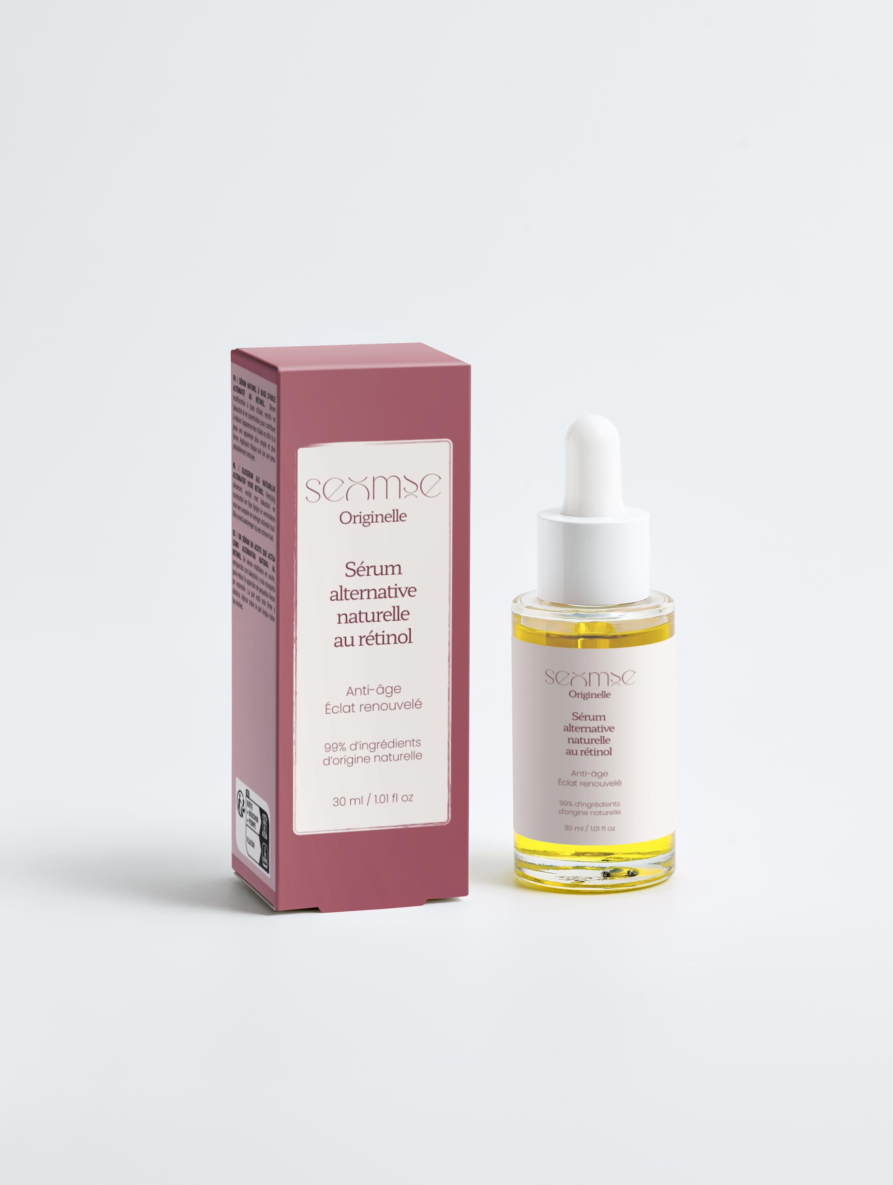 Packshot – Le Sérum Alternative Naturelle au Rétinol – boîte et flacon, face, fond neutre – bakuchiol serum – Seomse