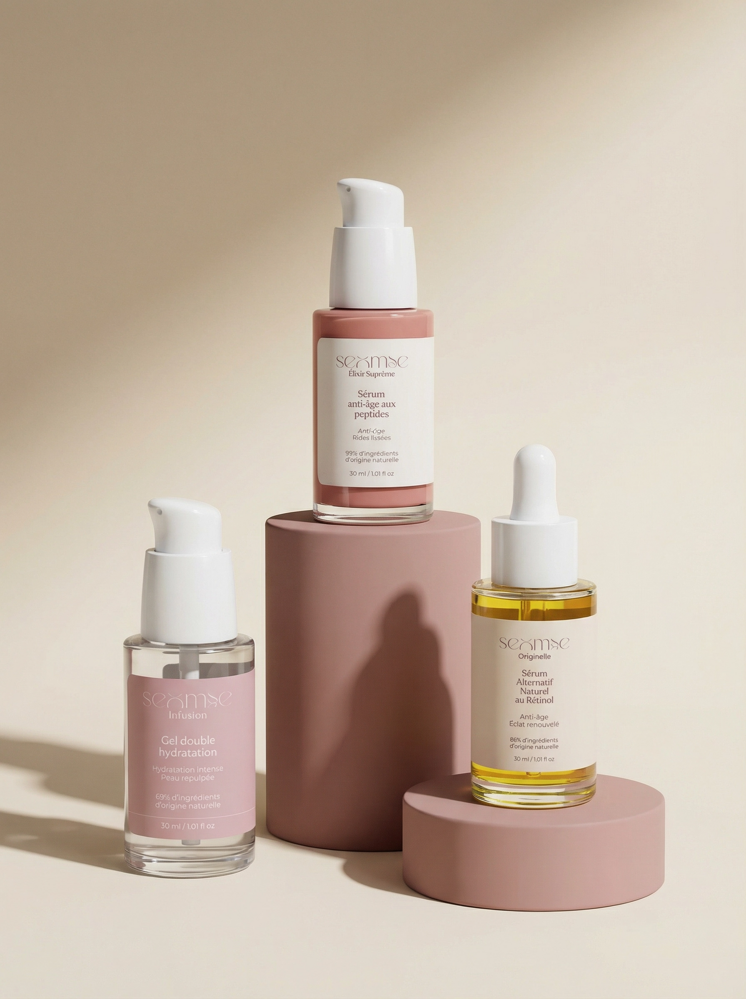 Pack routine anti-age Seomse avec sérum aux peptides, sérum alternatif naturel au rétinol et gel double hydratation