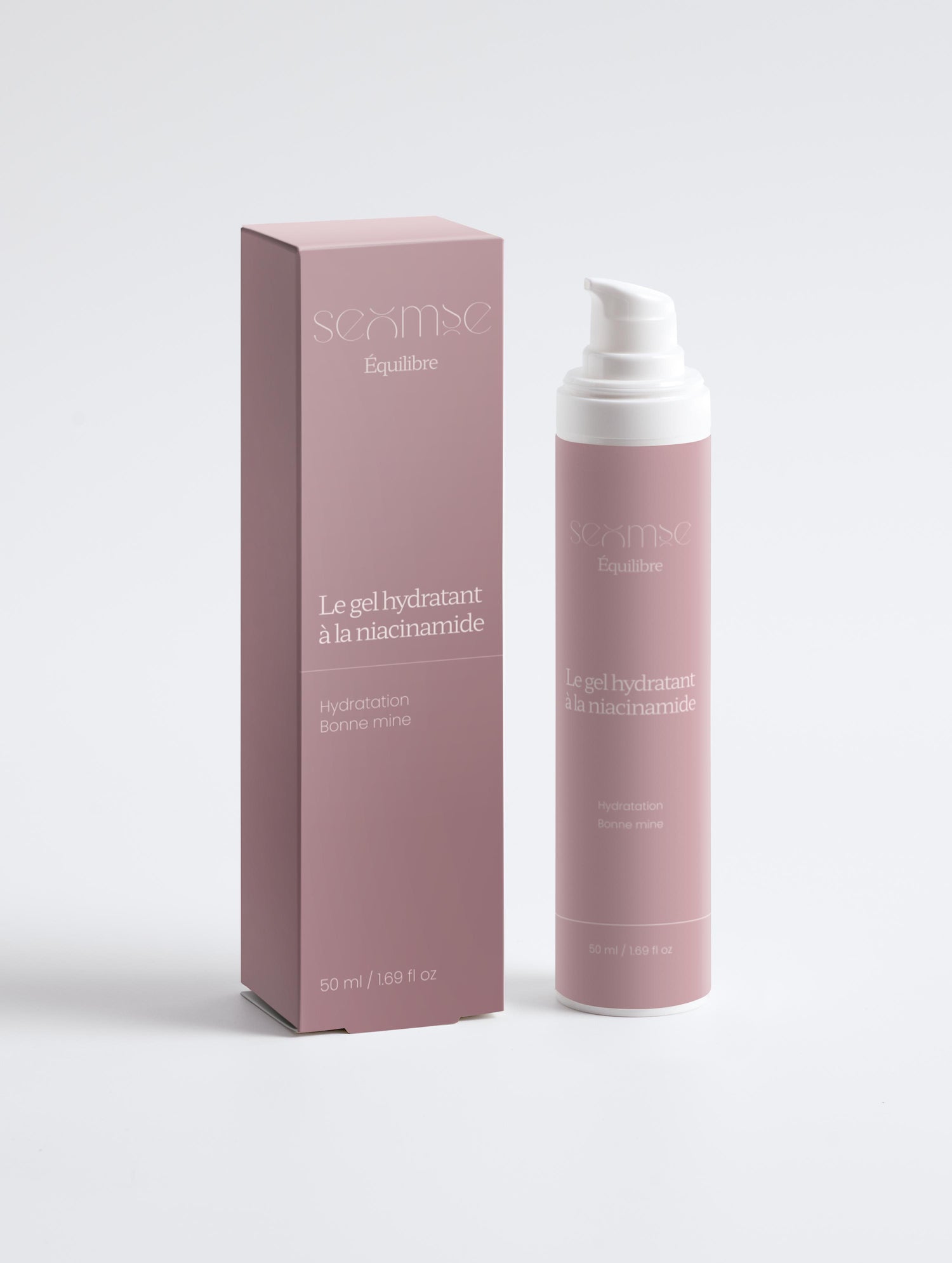 Packshot – Le Gel Hydratant à la Niacinamide – boîte et flacon, face, fond neutre – niacinamide gel – Seomse