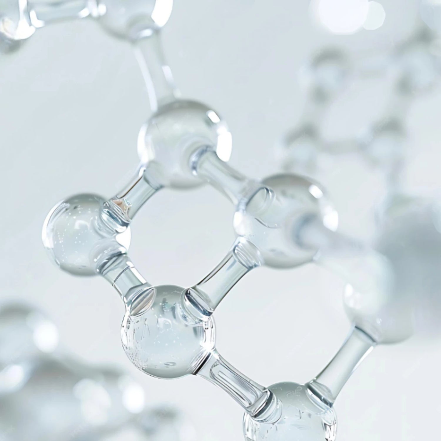 Illustration moléculaire, peptides et serum peptides pour une routine anti age.