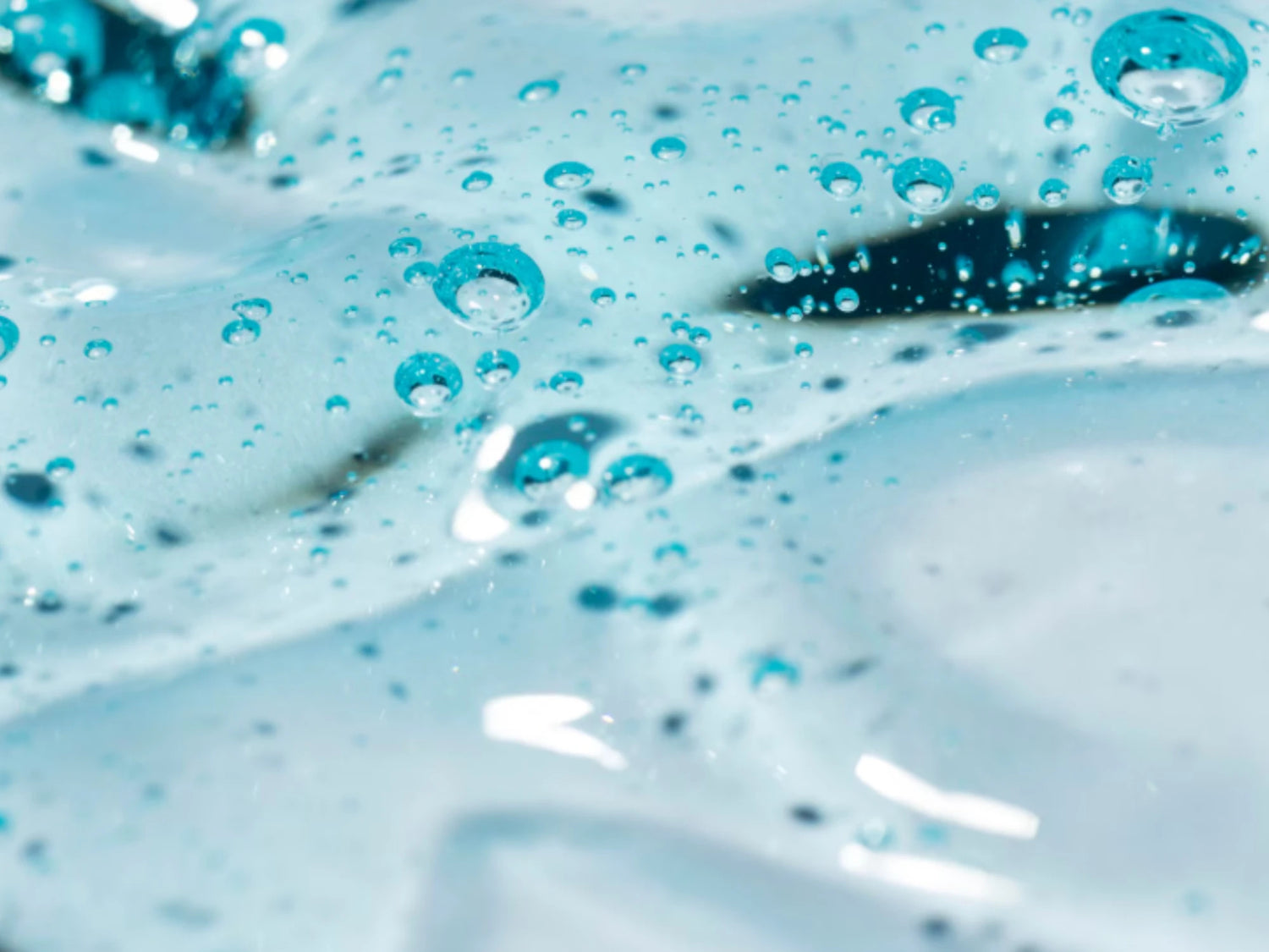 Texture macro du Gel Hydratant Sans Huile Seomse, gel léger avec bulles pour un fini frais